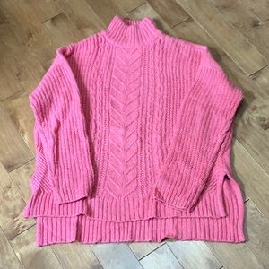 Suzy Sheir M coral-pink Turtleneck long sweater